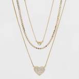 SUGARFIX by BaubleBar Double Heart and Chain Multi-Strand Necklace - Gold