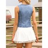 INSPIRE CHIC Women's Denim V Neck Tie Front Sleeveless Summer Causal Cropped Jean Vests - 3 of 4