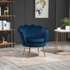HOMCOM Elegant Velvet Fabric Accent Chair/Leisure Club Chair with Gold Metal Legs for Living Room, Set of 2, Blue - 3 of 4