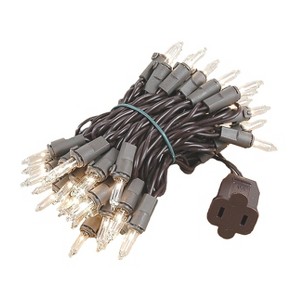Novelty Lights 11 Feet 50 Bulbs Incandescent Mini Lights, Clear on Brown Wire with 2.5" Spacing, UL Listed for Indoor/Outdoor Use, Connectable - 1 of 4