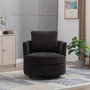 GDFStudio Roxanne Swivel Chenille Upholstered Wood and Steel Accent Chair - 1 of 4