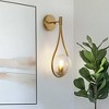 DORESshop 7.87 in. 1-Light Gold Wall Sconce Mid-Century Water Drop Design with Global Seeded Glass Shade for Bedroom Bedsides - 3 of 4