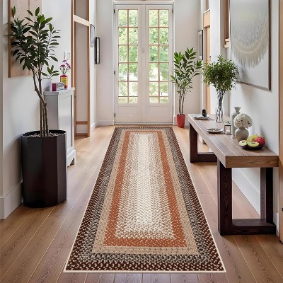 Vintage Braided Doormat, Washable Low-Pile Non-Slip Non-Shedding Small Rug for Entrance, Bedroom, Living Room, Kitchen, Farmhouse Decor