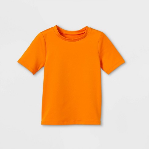 Toddler Boys' Orange Print Short Sleeve Rash Guard - Cat & Jack™ Orange - image 1 of 3