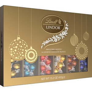 Lindt LINDOR Christmas Deluxe Chocolate Candy Truffles Gift Box - 15.2oz - 1 of 4