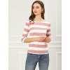 INSPIRE CHIC Women's Stripes Casual Basic Elbow Sleeves Boat Neck Slim Fit T-Shirts - 3 of 4