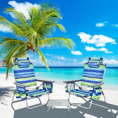 Costway 2 Pack Folding Backpack Beach Chair Table Set 5 Position   GUEST D7f84591 F57e 4e6d A825 7a16138affa9