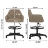 VECELO Home Office Desk Chair PU Leather Office Chair With Height Adjustable Seat Ergonomic Swivel Stool with Back and Arm Black/Beige/Gold - 3 of 4