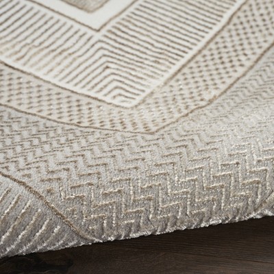 Ivory Geometric 9' x 12' Synthetic Washable Rug