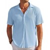 COOFANDY Men's Casual Shirts Short Sleeve Waffle Knit Button Down Shirt Wrinkle Free Summer Beach Tops - 2 of 4