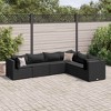 vidaXL - 6 Piece Patio Lounge Set with Cushions - Black Poly Rattan - PE Rattan Garden Furniture for Backyard, Terrace, Patio - 2 of 4