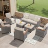 Buenhomino 7-Piece Outdoor Patio Set – 4 Single Chairs, 2 Ottomans & Sofa, All-Weather Wicker Furniture with Cushions, Beige - 2 of 4