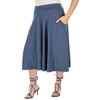 24seven Comfort Apparel Elastic Waist Pleated Pocket Plus Size Midi Skirt - 2 of 4