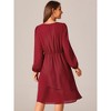 Seta T Women's Long Sleeve V Neck High Waist Layered Swing Casual Dress with Pockets - 4 of 4
