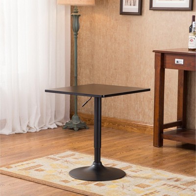 Sleek Transitional Black Wood and Metal Adjustable Counter Height Bar Table