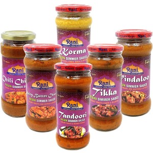 Curry Vegan Simmer Sauces 6-Pack Variety - 14oz (400g) Pack of 6 - Rani Brand Authentic Indian Products - 1 of 4