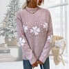 Womens Pullover Sweater Turtleneck Snowflakes Sweater Christmas Sweater Ribbed Knit Long Sleeve Sweater - 2 of 4