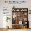 78.8" Hall Tree with Entryway Bench - with 4 Shoe Cubbies, 4 Coat Hooks, 3 Top Open Shelves, Freestanding Cabinet for Hallway Bedroom - 3 of 4