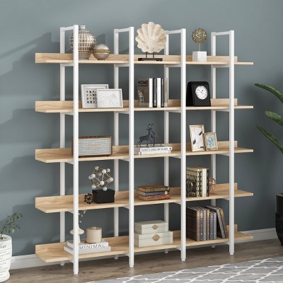70.9" Freestanding Storage Bookshelf,5-Tier Open Bookcase with Shelves and Metal Frame,Vintage Industrial Style Living Room Shelf-Baofuwish