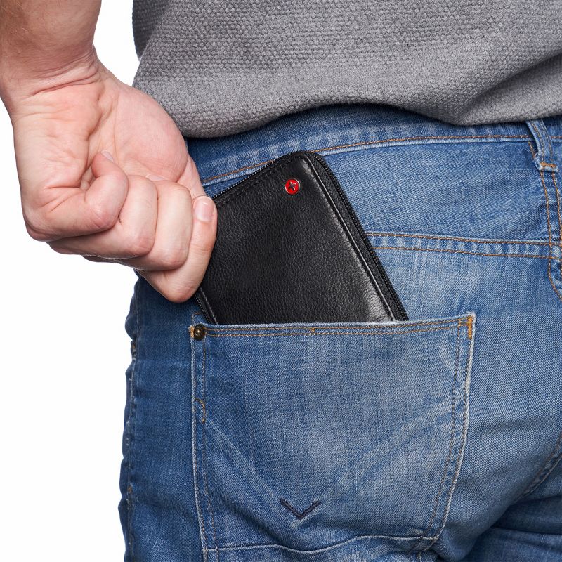Alpine Swiss Logan Zipper Bifold Wallet For Men or Women RFID Safe Comes in a Gift Box, 4 of 7