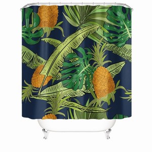 Pineapple And Banana Leaves Shower Curtains for Bathroom Waterproof Fabric Bath Curtain Durable Soft Stylish Bathroom Decor 72x72 Inch - 1 of 1