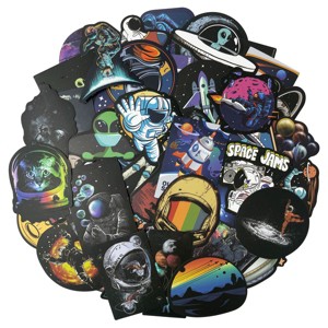 Wrapables Waterproof Vinyl Stickers for Water Bottles, Laptop, Phones, Skateboards, Decals for Teens, 80pcs, Space Exploration - 1 of 4