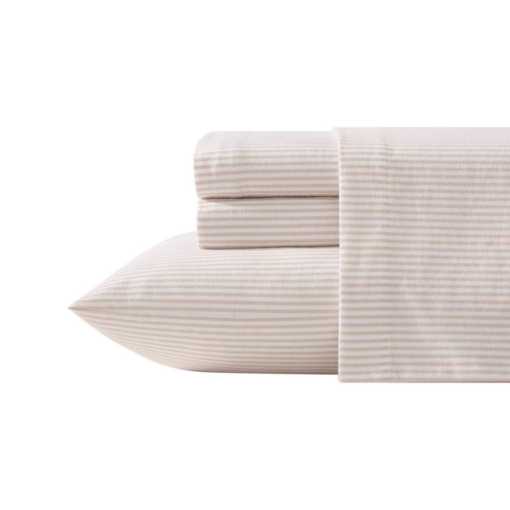 Laura Ashley Twin Oxfordshire Striped Sheet Set Beige