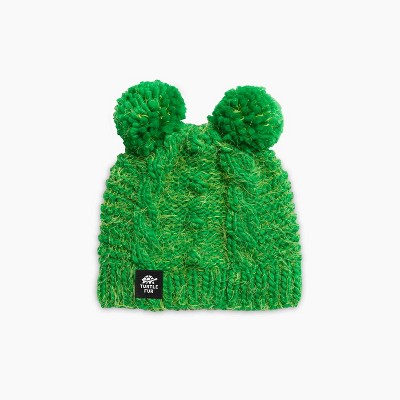 Turtle Fur Fluff Balls Pom Pom Beanie - Girls Winter Hat