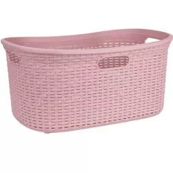 Mind Reader 40 Liter Laundry Basket, Hamper with Cutout Handles, Washing Bin, Dirty Clothes Storage, Bathroom, Bedroom, Closet, Pink