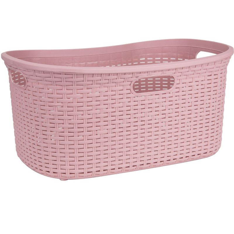 Mind Reader 40 Liter Laundry Basket, Hamper with Cutout Handles, Washing Bin, Dirty Clothes Storage, Bathroom, Bedroom, Closet, Pink, 1 of 8