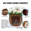 KTMBDW Plant Pots Set of 3, Ceramic Planter Pot with Drainage Hole, Indoor/Outdoor Cylinder Round Planter Pot - 3 of 4