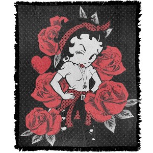 Betty Boop Betty Boop Romantic Roses Blanket 50"x60" Woven Tapestry - 1 of 4