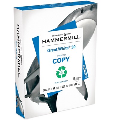 Hammermill Great White 30% Recycled 8.5" x 11" Copy Paper 20 lbs 92 Brightness 86700