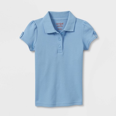 Toddler Girls' Short Sleeve Interlock Uniform Polo Shirt - Cat & Jack™ Light Blue - image 1 of 3