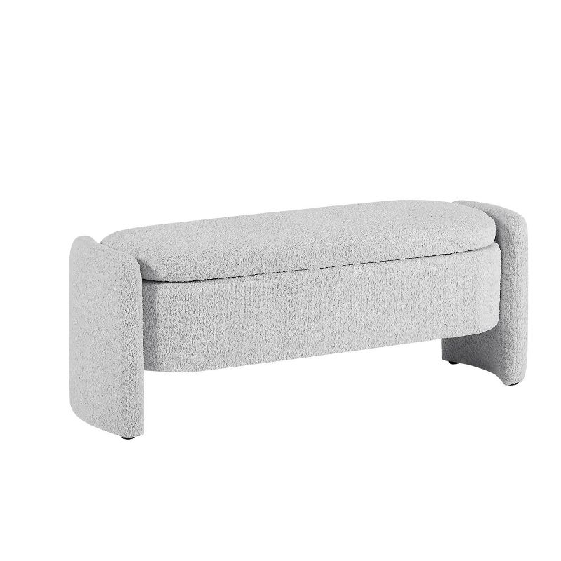 Oval 3D Lamb Fleece Fabric Ottoman, Storage Benches with Large Storage Space -The Pop Home, 3 of 9