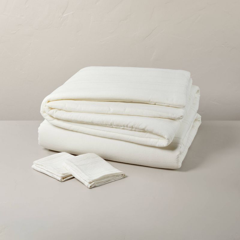 Fine Stripe Comforter Set Sour Cream/Twilight Taupe - Hearth & Hand™ with Magnolia, 3 of 7