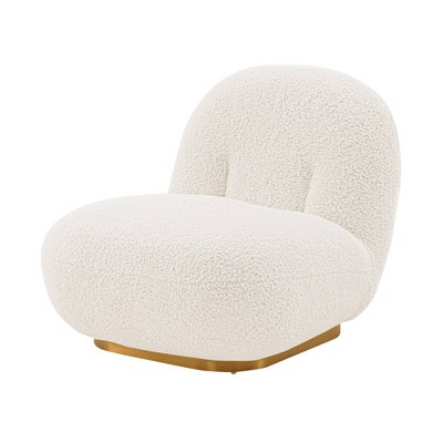 Edina White Boucle and Pine Wood Accent Chair