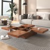 Square Veneer Coffee Table Sliding Top with Storage in Walnut 39.4in - 4 of 4