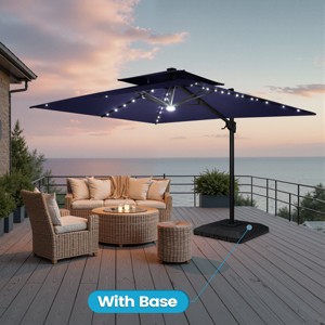 Crestlive Products 9'X11' Double Top Cantilever Umbrella UV30+ with Light and Base Outdoor 360 Rotation 6 Heights Adjustable Offset Umbrella - 1 of 4