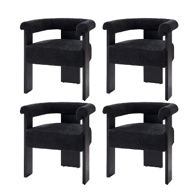 Gerry Boucle Dining Chair Set of 4 With Round Solid Back|ARTFUL LIVING DESIGN