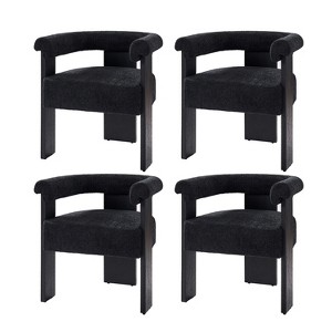 Gerry Boucle Dining Chair Set of 4 With Round Solid Back|ARTFUL LIVING DESIGN - 1 of 4