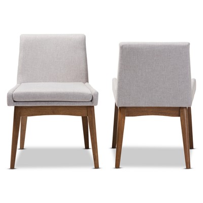 Greyish Beige Upholstered Parsons Side Chair with Walnut Wood Frame
