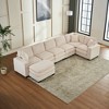 Modern U-Shaped 6-Seat Sectional Sofa with Ottoman & 3 Toss Pillows ¨C Modular Corduroy Couch for Living Room - 4 of 4