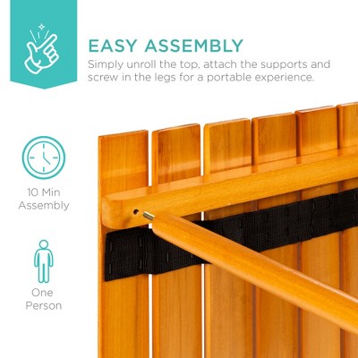 Portable Roll-Up 28.5" Wooden Table for Outdoor & Indoor Use