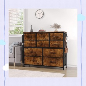 Garvee Dresser for Bedroom - Cloth Storage Tower with 10 Drawers, Rustic Brown TV Stand, Chest of Drawers with Fabric Bins - 1 of 4