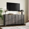 61" Modern Buffet Cabinet with 4 Fluted Doors, Adjustable Shelves, Multi-Functional Coffee Bar, Farmhouse Design, Dark Oak - 3 of 4