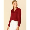 INSPIRE CHIC Women's Elegant V Neck Long Sleeve Office Work Satin Shirt - 2 of 4