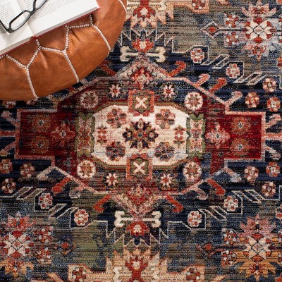Herat Cream and Rust Medallion Synthetic Square Rug
