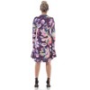 24seven Comfort Apparel Floral Purple Long Sleeve Knee Length Dress - 3 of 4