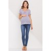 Hello Miz Women's Ribbed Short Sleeve Sweetheart Neck Maternity Top - 4 of 4